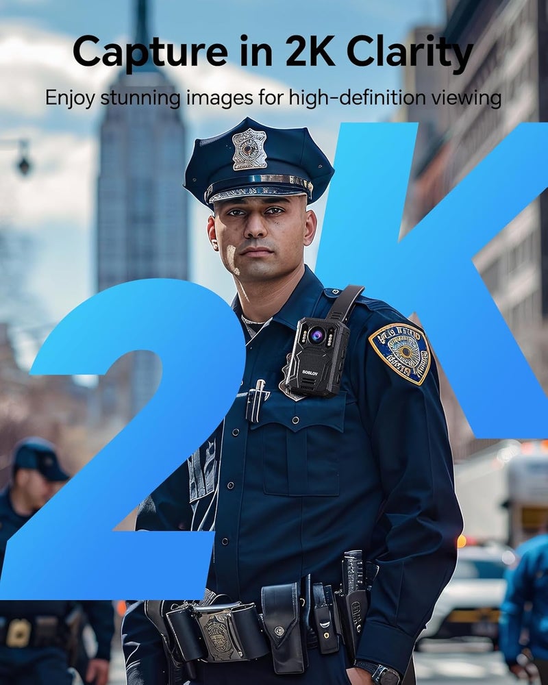 BOBLOV KJ23Pro 2K Body Camera, 64GB Body Camera with Night Vision, 4000mAh Battery for 15 Hours Continuous Recording, IP66 Waterproof Design for Law Enforcement, Security, and Outdoor Work（64GB） - Image 2